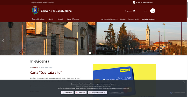 Security scan screenshot of https://www.comune.casalvolone.no.it/it-it/home