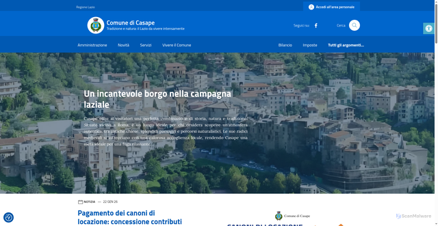 Security scan screenshot of https://comune.casape.rm.it/