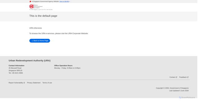 Security scan screenshot of https://eservice.ura.gov.sg