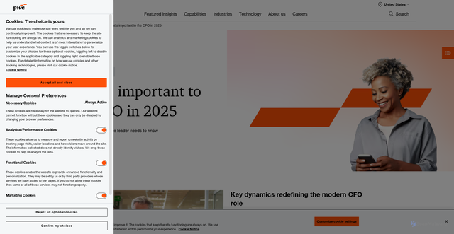 Security scan screenshot of https://www.pwc.com/us/en/executive-leadership-hub/cfo.html