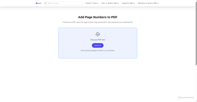 Security scan screenshot of https://image2file.com/add-page-numbers