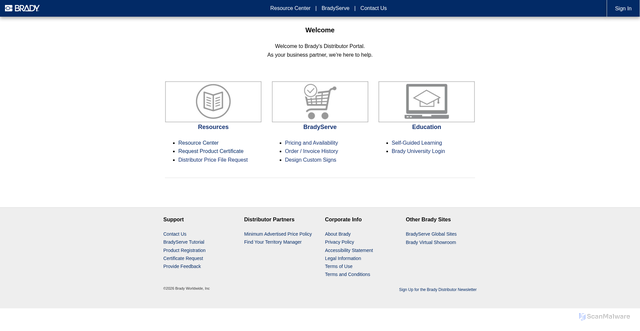 Security scan screenshot of https://www.bradyserve.com