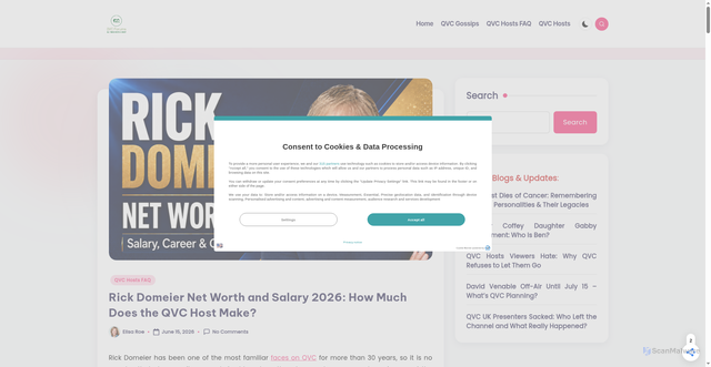 Security scan screenshot of https://qvcforums.com/rick-domeier-net-worth-salary/