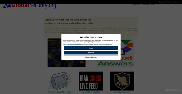 Security scan screenshot of https://www.globalsecurity.org
