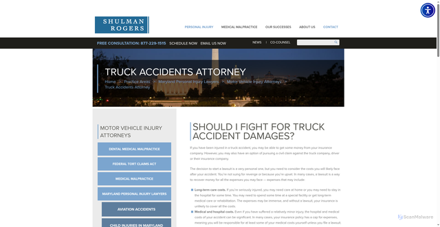 Security scan screenshot of https://srinjurylaw.com/practice-areas/personal-injury/motor-vehicles/truck-accidents/