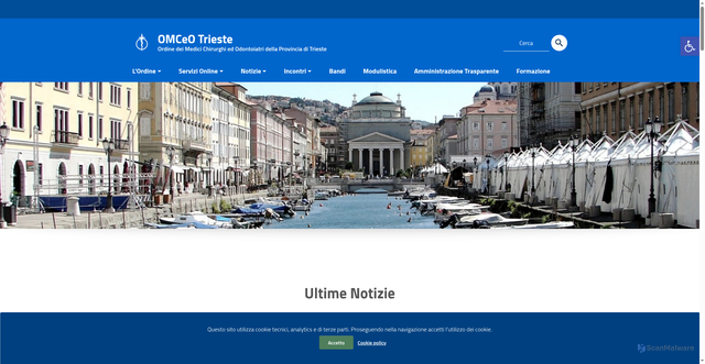 Security scan screenshot of https://omceotrieste.it/