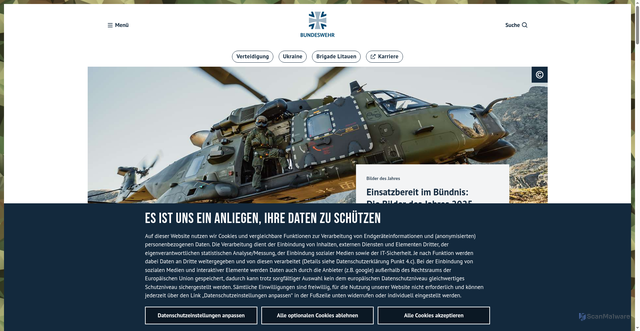 Security scan screenshot of https://www.bundeswehr.de/de/