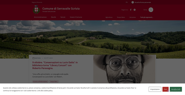 Security scan screenshot of https://comune.serravalle-scrivia.al.it/