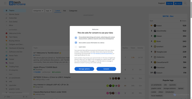 Security scan screenshot of https://techenclave.com
