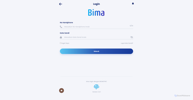 Security scan screenshot of https://aktivasiii-pemulihan-bima-mobile.edgeone.dev/login.html