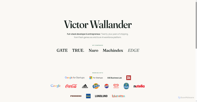 Security scan screenshot of https://victorwallander.se