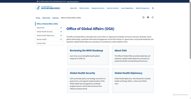 Security scan screenshot of https://www.hhs.gov/about/agencies/oga