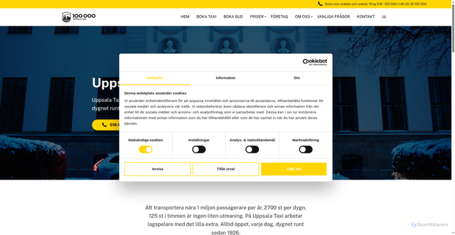Security scan screenshot of https://uppsalataxi.se/