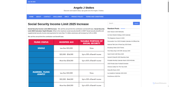 Security scan screenshot of https://angelojstokesr.pages.dev/ruulo-social-security-income-limit-2025-increase-nwgto/