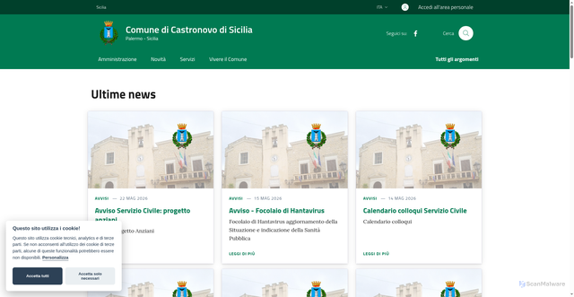 Security scan screenshot of https://www.comune.castronovodisicilia.pa.it/