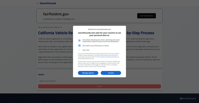 Security scan screenshot of https://fairfieldmt.gov/