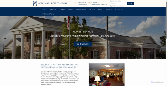 Security scan screenshot of https://merchantsandcitizensbank.com/