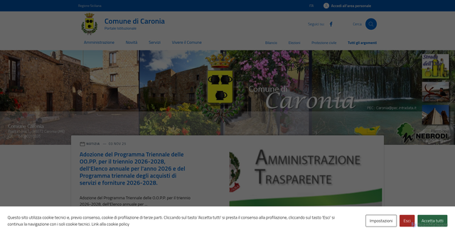 Security scan screenshot of https://comune.caronia.me.it/