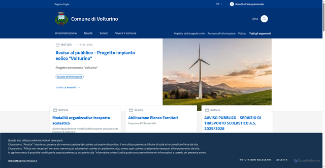 Security scan screenshot of https://www.comune.volturino.fg.it/