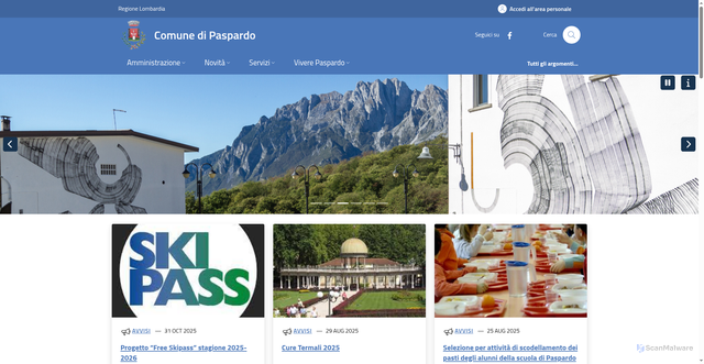 Security scan screenshot of https://www.comune.paspardo.bs.it/