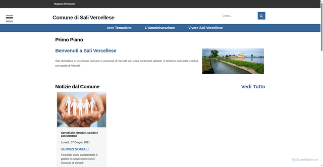 Security scan screenshot of https://www.comune.salivercellese.vc.it/