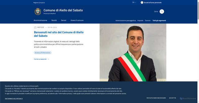 Security scan screenshot of https://www.comune.aiellodelsabato.av.it/
