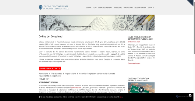 Security scan screenshot of https://www.ordine-brevetti.it/