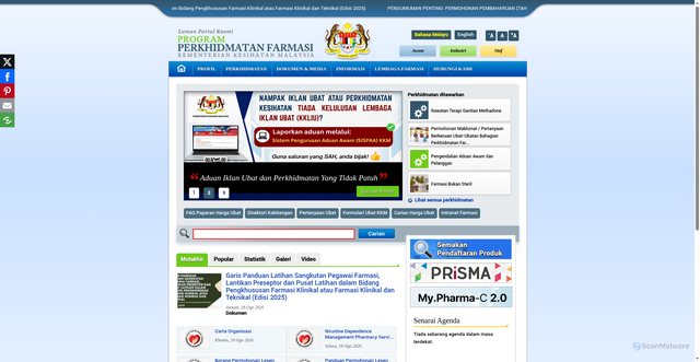 Security scan screenshot of https://pharmacy.moh.gov.my
