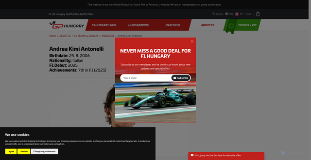 Security scan screenshot of https://www.f1hungary.com/en/andrea-kimi-antonelli-192