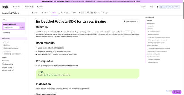 Security scan screenshot of http://metamask-docs-4q672pqsp-consensys-ddffed67.vercel.app/embedded-wallets/sdk/unreal