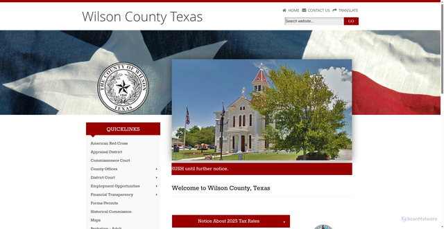 Security scan screenshot of https://www.wilsoncountytx.gov/