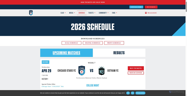 Security scan screenshot of https://chicagostars.com/schedule/