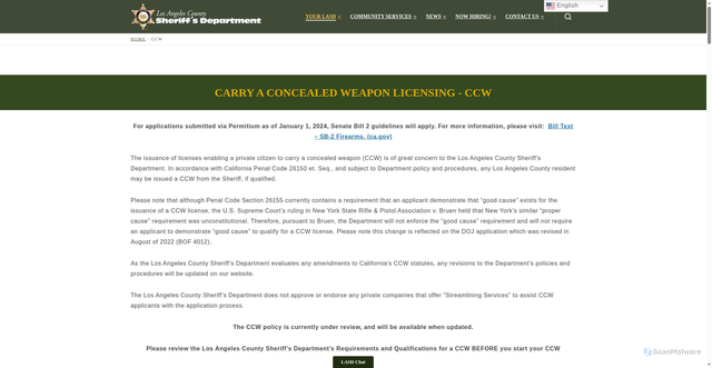 Security scan screenshot of https://lasd.org/ccw/
