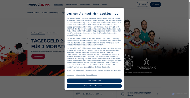 Security scan screenshot of https://www.targobank.de