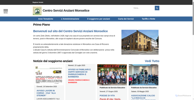 Security scan screenshot of https://www.centroanzianimonselice.it/