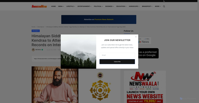 Security scan screenshot of https://hindustanmetro.com/himalayan-siddhaa-akshars-akshar-yoga-kendraa-to-attempt-21-new-guinness-world-records-on-international-yoga-day-2026