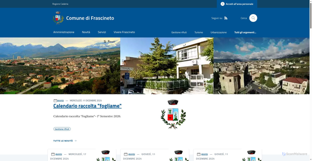 Security scan screenshot of https://www.comune.frascineto.cs.it/