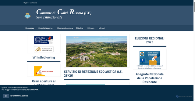 Security scan screenshot of https://www.comune.calvirisorta.ce.it/hh/index.php
