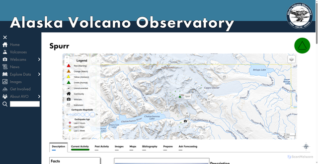 Security scan screenshot of https://avo.alaska.edu/volcano/spurr