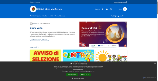 Security scan screenshot of https://www.comune.nizza.at.it/it