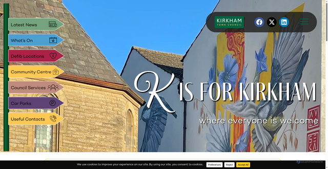 Security scan screenshot of https://kirkhamtowncouncil.gov.uk/