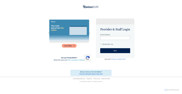 Security scan screenshot of https://app.elationemr.com