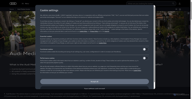 Security scan screenshot of https://audi-mediacenter.com