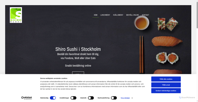 Security scan screenshot of https://shirosushi.se