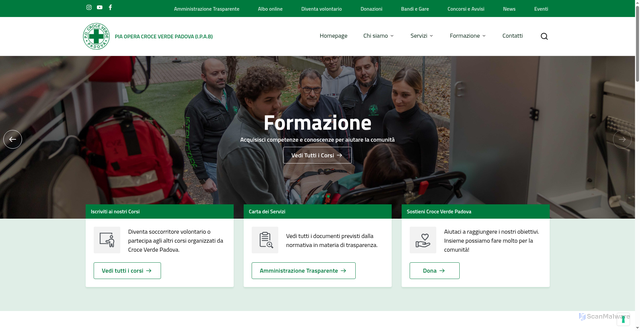 Security scan screenshot of https://www.croceverdepadova.it