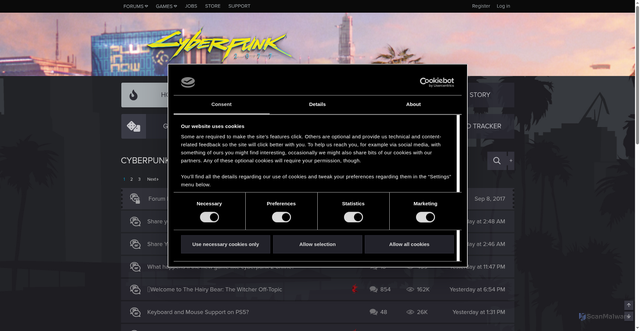 Security scan screenshot of https://forums.cdprojektred.com/index.php?threads%2Fwitcher-4-a-missed-opportunity.11133625%2F=