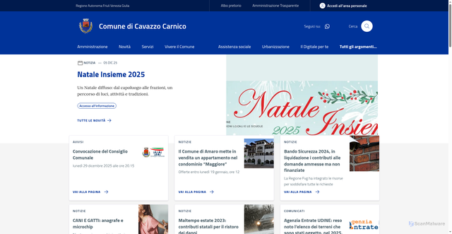Security scan screenshot of https://www.comune.cavazzocarnico.ud.it/