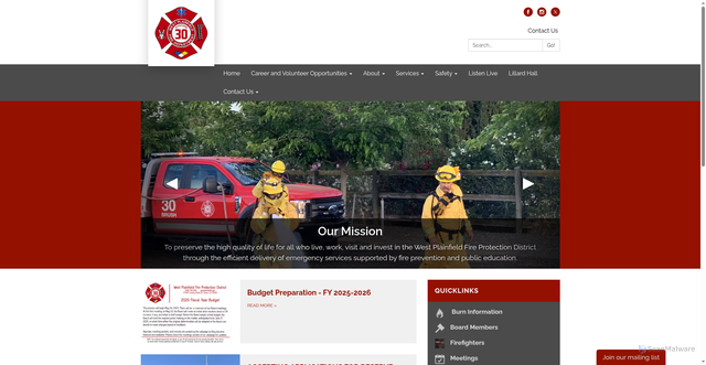 Security scan screenshot of https://www.westplainfieldfire.gov/
