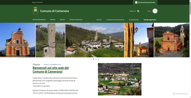 Security scan screenshot of https://www.comune.camerana.cn.it/