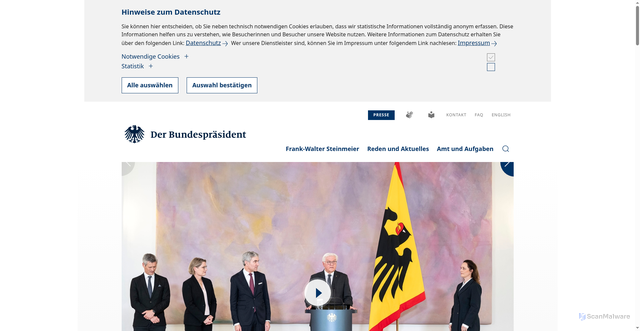 Security scan screenshot of https://www.bundespraesident.de/DE/startseite/startseite_node.html